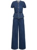 Buttoned denim long jumpsuit