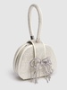 Micro rhinestone satin top handle bag