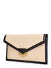 London raffia & smooth leather clutch