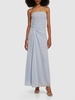 Strapless draped jersey long dress