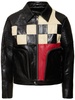 Checkerboard leather biker jacket