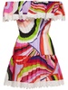 Iride printed off-shoulder mini dress