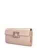 Flower buckle leather envelope clutch