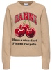 Graphic cherry wool blend sweater