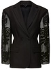 Silk blazer w/ embroidered lace sleeves