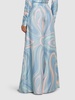 Printed silk twill wide pants