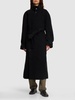 Belted long wool wrap coat