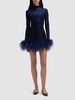 Luna jersey mini dress w/feathers