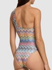 Lurex printed one shoulder swimsuit