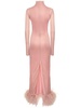 Luna tech jersey maxi dress w/feathers