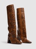 85mm Snake print leather bridge boots