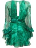 Malachite printed silk chiffon dress