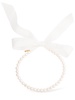 Faux pearl & bow collar necklace