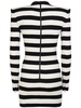 Striped cotton blend jersey mini dress