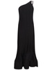 Pleated viscose flared long dress