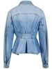 Puff-Sleeve Denim Peplum Jacket