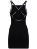 Fitted stretch mini dress w/ logo straps