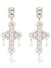 Crystal cross earrings w/ drops