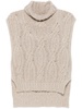 Antonelli Beige Knitted High-Neck Wool Vest in Beige