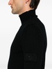 logo-patch ribbed knit wool sweater