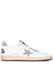 Golden Goose White And Silver Leather Ball Star Low Top Sneakers