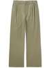 Wide-Leg Pleated Logo-Embroidered Cotton-Twill Trousers