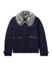 Faux Fur-Trimmed Wool-Blend Gabardine Jacket