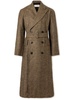 Rarden Double-Breasted Belted Herringbone Linen-Blend Coat