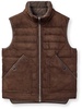 Slim-Fit Reversible Quilted Leather-Trimmed Suede and Shell Down Gilet