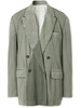 Oversized Double-Breasted Garment-Dyed Stretch-Wool Gabardine Blazer