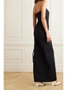 Strapless bow-detailed wool and silk-blend crepe gown