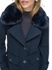 Olpae Faux Fur Collar Wool Blend Trench Coat