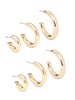 Set of 3 14K Goldplated Brass Tube Hoop Earrings