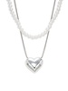 Silvertone & 2MM Freshwater Pearl Layered Heart Necklace