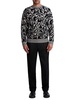 Loose Fit Wool Blend Floral Jacquard Sweater