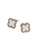 14K Yellow Gold, Diamond & Mother of Pearl Clover Stud Earrings