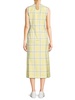 Checked Inverted Pleat Wool Midi Dress