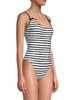 Bow French Striped One-Piece Swimsuit