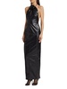 Danz Faux Leather Appliqué Column Gown