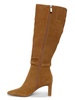 75MM Block Heel Suede Knee High Boots