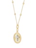 14K Yellow Gold Cross Pendant Beaded Chain Necklace