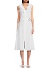 Belted Ruffle Trim 100% Linen Midi Dress