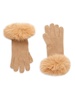 Faux Fur Trim Cashmere Gloves