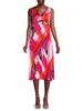 Abstract Print Accordion Pleat Midi Dress