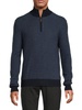 Classic Fit Striped Merino Wool Quarter Zip Sweater