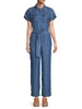 Spread Collar Denim Jumpsuit