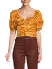 Karen Puff Sleeve Cropped Blouse