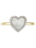 14K Yellow Gold, Mother of Pearl & Diamond Heart Ring