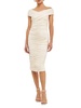 Draped Ruched Sheath Midi Dress