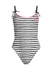 Bow French Striped One-Piece Swimsuit